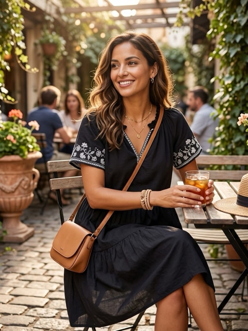 Old Navy Black Embroidered V-Neck Tunic